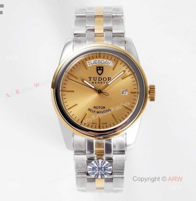 Swiss Tudor Day Date Glamour Gold Watch 39mm Replica